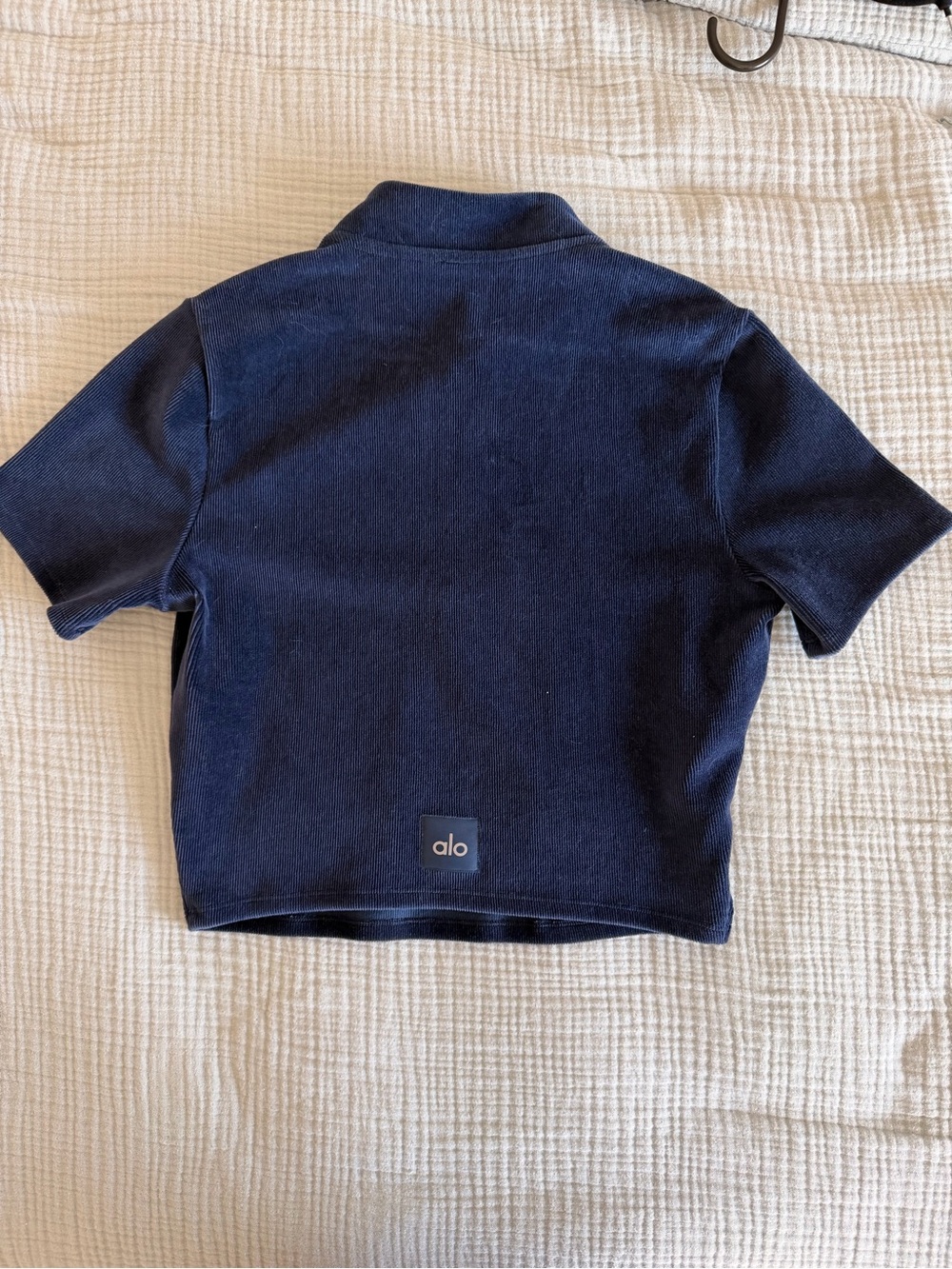 ALO Micro Corduroy Winter Break Cropped Mock Neck - Picture 2 of 4